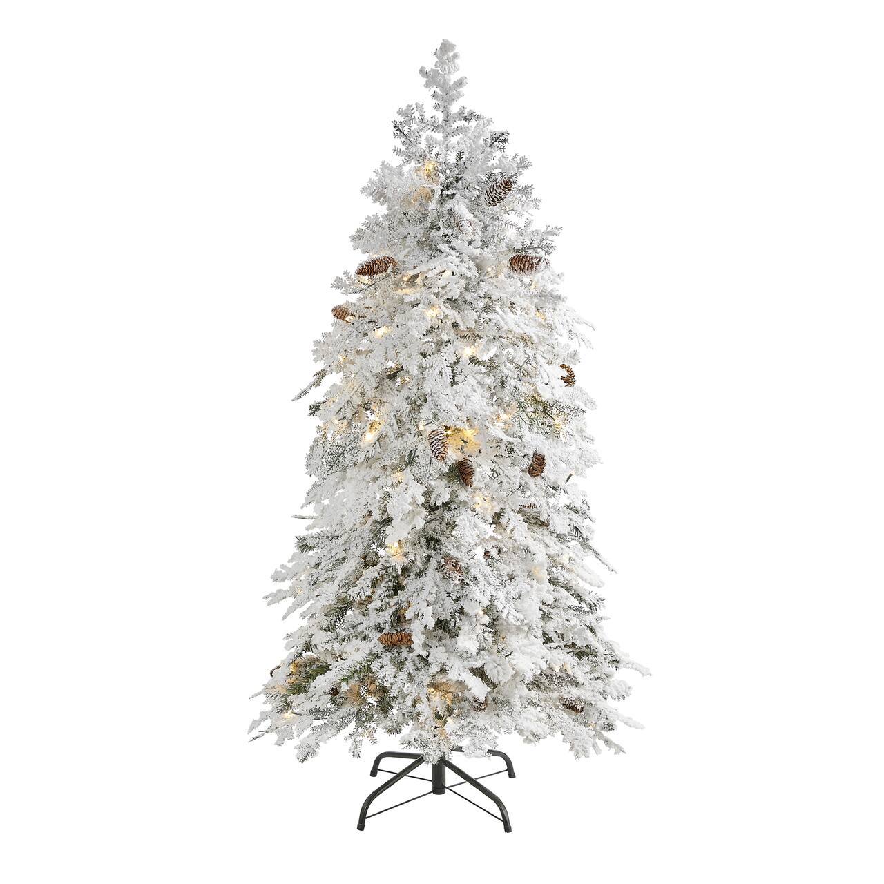 5ft. Pre-Lit Flocked Montana Down Swept Spruce Artificial Christmas Tree with Clear LED Lights